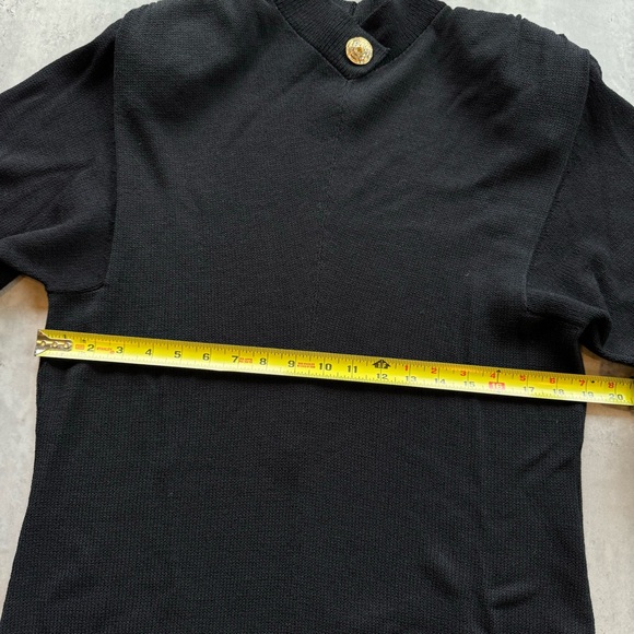 St. John For Saks Fifth Avenue Vintage 80s Knit Mock Neck Black Dress Medium - Picture 12 of 12